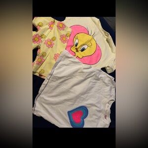 Zara Kids Yellow and White Cartoon Tees